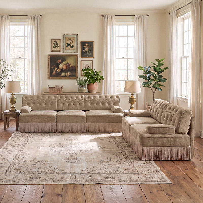 Ensemble de canapé Chesterfield 2 pièces (camel)
