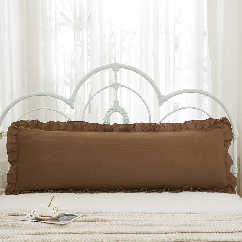 Brown Pillowcases - King Size Ruffled Shams Set of 2 - Solid Fringe Design - Coffee Brown - 2 Pack, King Pillowcase, Brown