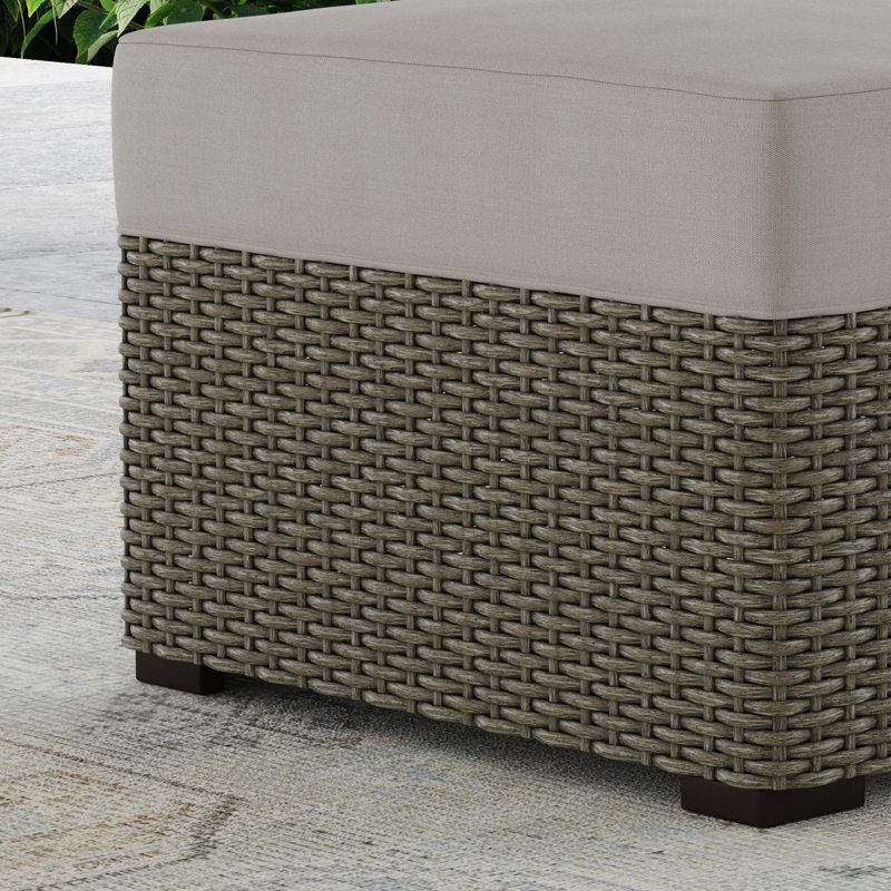 Mcclaskey Wicker Outdoor Ottoman, Grey Performance