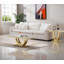 Ensemble de table basse 3 pièces, table basse en faux marbre blanc avec 2 tables d'appoint carrées, ensemble de table de salon moderne avec structure en U double pour bureau à domicile-1684981101