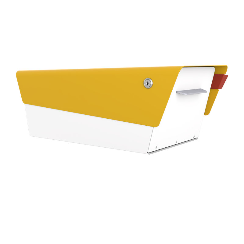 Boîte aux lettres moderne, Blanc / Jaune