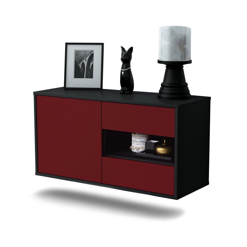 Marling Unfinished Floating TV Stand, Red