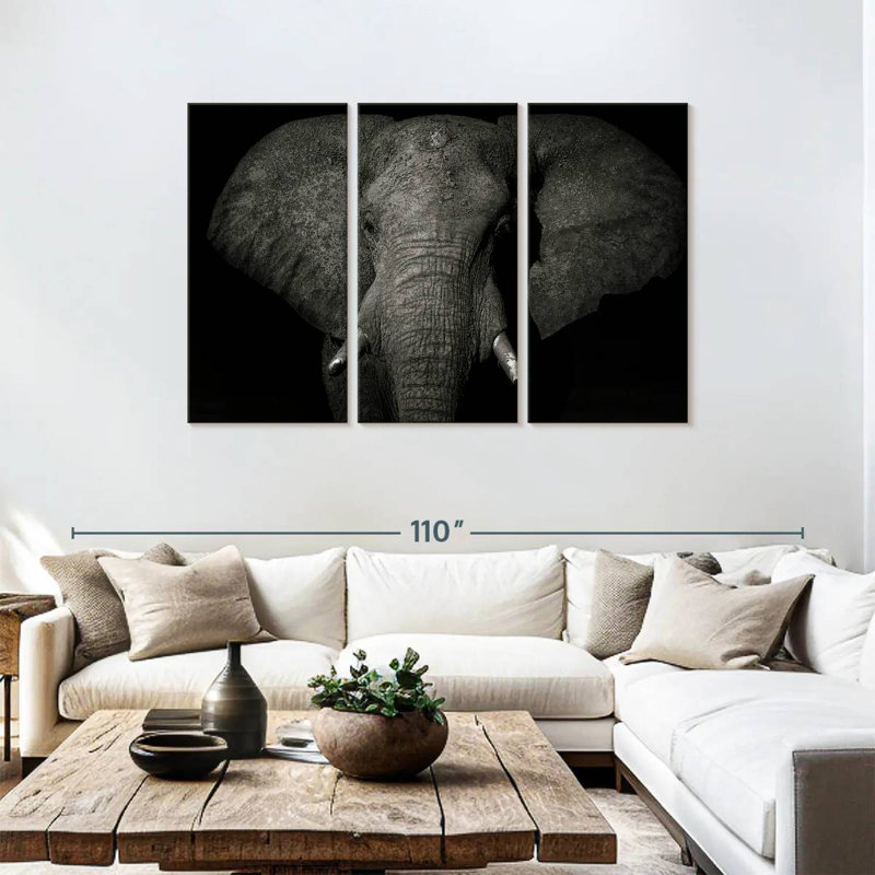 Monochrome Elephant, 48" H x 74" W