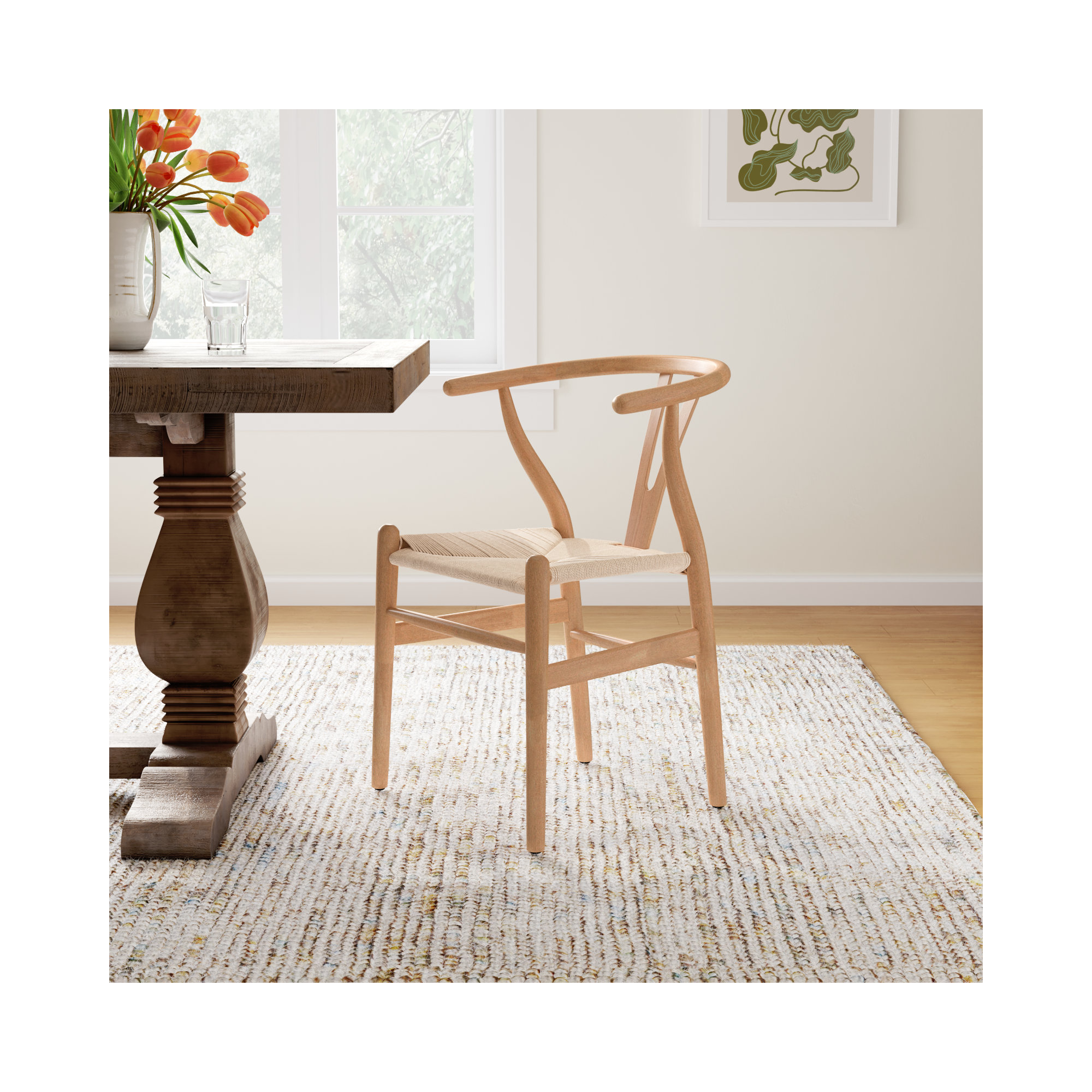 Wyn Woven Solid Wood Dining Chair, 1, Natural