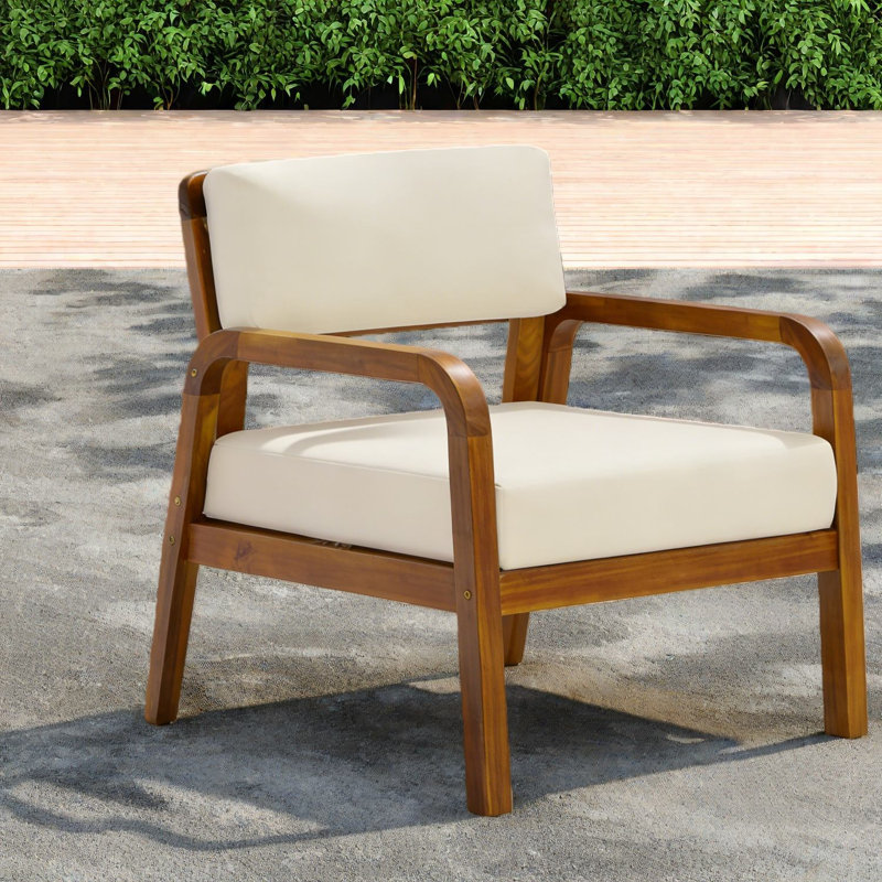 Chaises longues modernes de patio, fauteuil en bois d'acacia pour le bord de la piscine