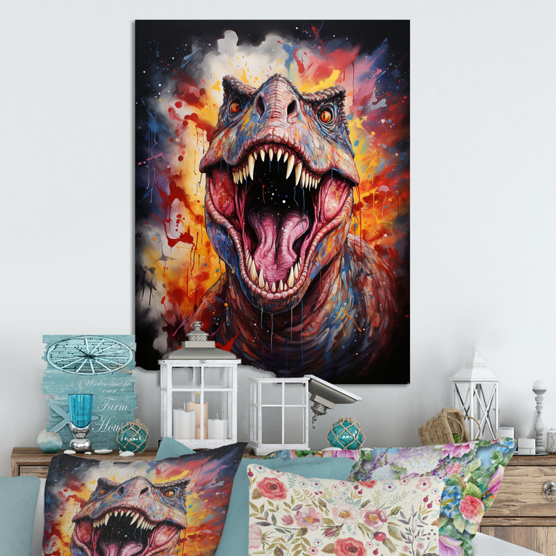Popart Trex Dinosaur I - Dinosaurmetal, art mural, H 20 po x l 12 po x P 1 po