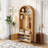 Natural-Colored Farmhouse-Style Entryway Coat Rack, Four-In-One Multi-Functional, Includes Hooks, Shoe Rack, Bench, And Hallway Use.-299365112