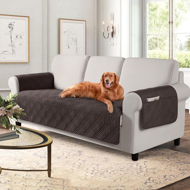 Housse de protection imperméable pour canapé pour chien - Chocolat - Housse de siège lavable antidérapante avec poche latérale pour canapé à 3 coussins, housse pour animaux de compagnie
