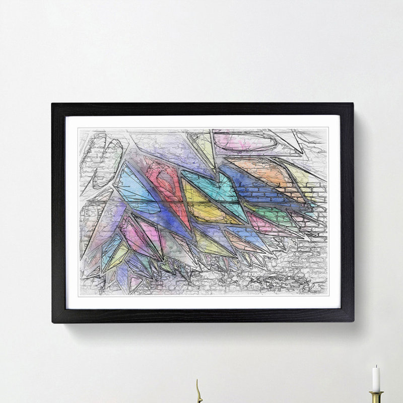Sharp Edges in Abstract - Picture Frame Graphic Art Print, Black, 60cm H x 91cm W x 2cm D