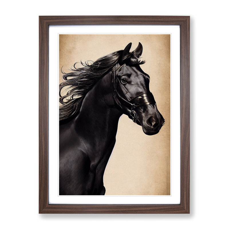 Beautiful Horse - Single Picture Frame Print, 46cm H x 34cm W x 2cm D, Brown Framed
