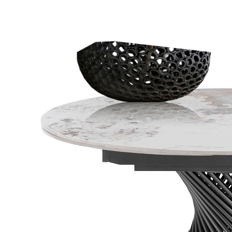 Daely Extendable Oval Metal Base Dining Table, Grey