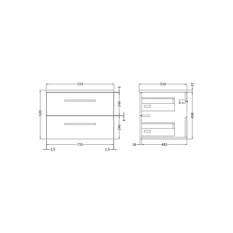 Quartet 72.3cm Single Bathroom Vanity Base Only, White/White Gloss