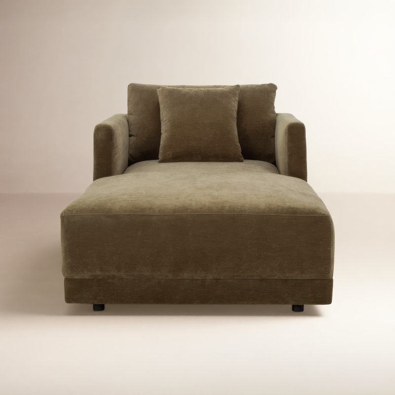 Bryn Chaise Lounge, Moss Olive Green Performance Chenille