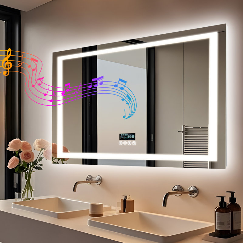 Rectangle Bluetooth Led Mirror, 100 cm H x 70 cm W