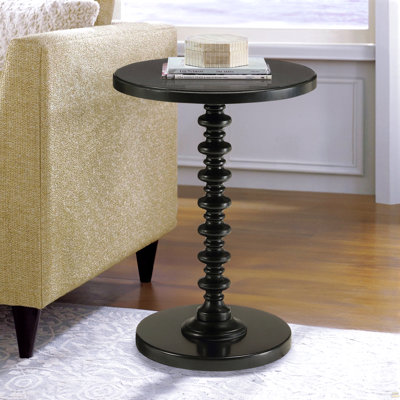 Black Round Wooden Side Table