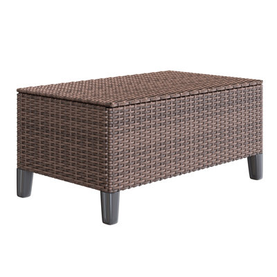 Table basse de rangement en rotin PE brun / tissé - intérieur et extérieur