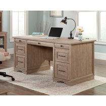 Ecworld Modern Design Workstation Desk with Hidden Cord Management Panels - Pine