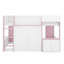 Lit mezzanine double avec rangement, porte et fenêtre, structure de lit en bois avec rangement-581308162