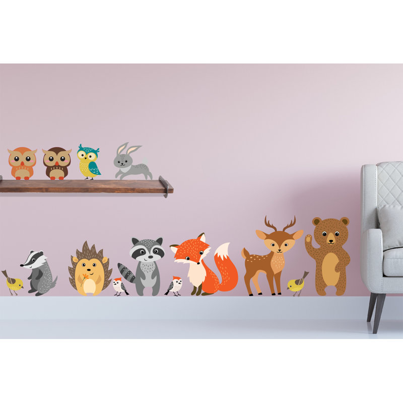Décalcomanie murale adhésive et colle forest animaux