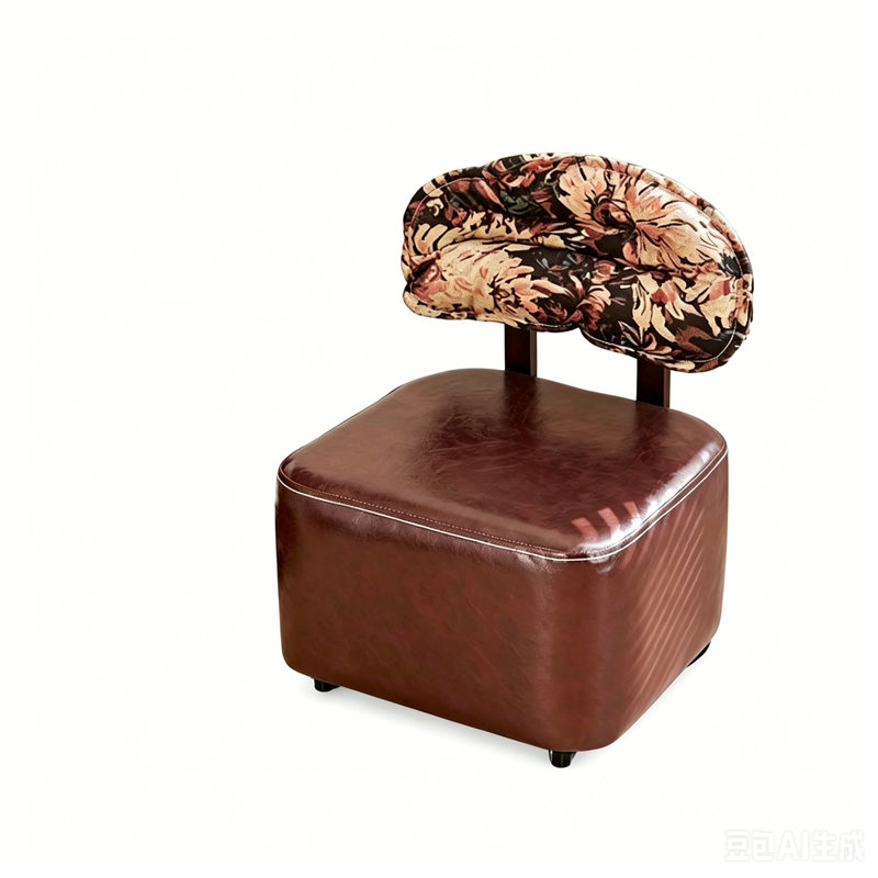 Tabouret à roulettes avec roulettes, dossier, tabouret latéral de canapé, tabouret de siège, Brun
