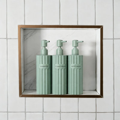 Shower Soap Dispenser Set, 3-Pack, 19oz (Sage)