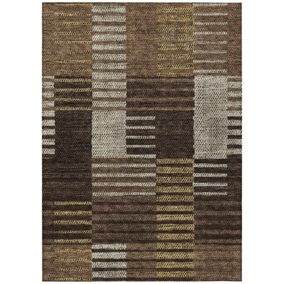 Tapis intérieur lavable rayé ivoire et doré 9 pi x 12 pi chocolat
