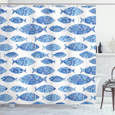 Kentshire Mosaic Fish Decor Single Shower Curtain Rosecliff Heights Size: 84 H x 69 W
