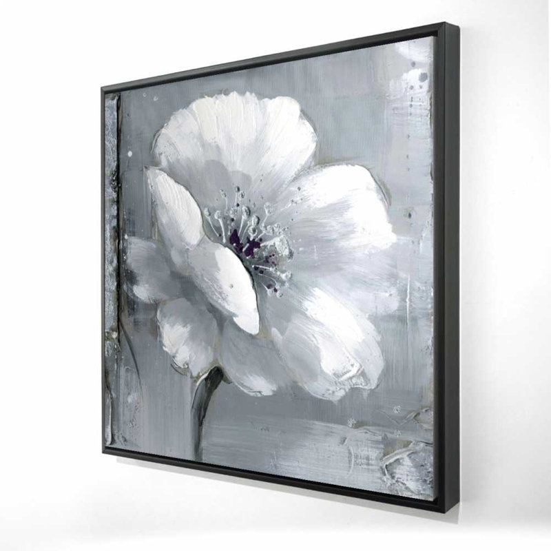 Fleurs grises et blanches - Formes blanches, décor de toile encadrée