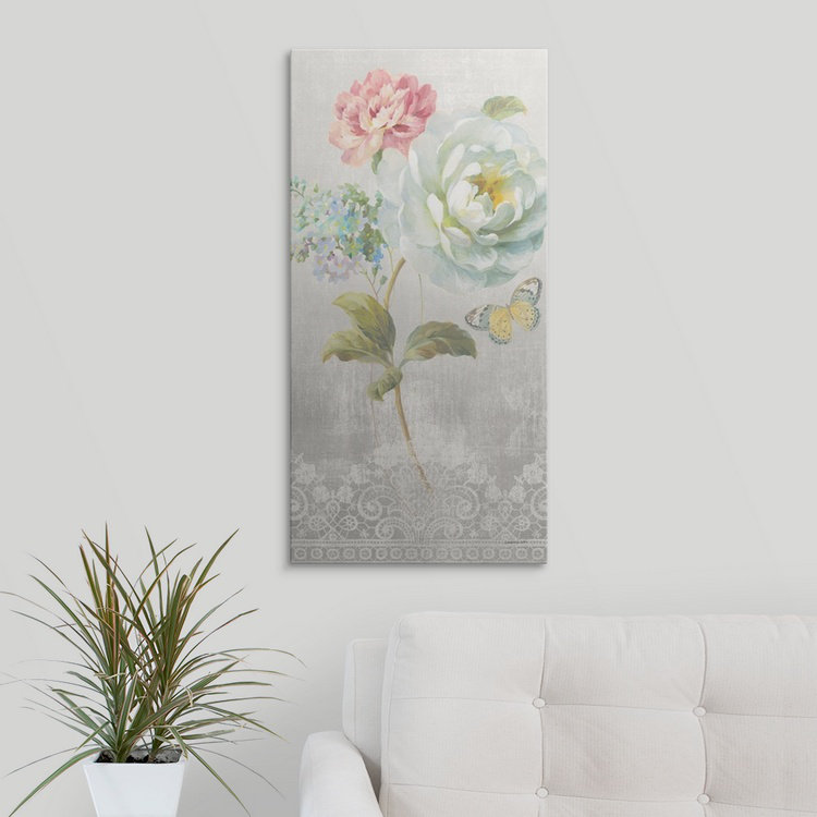 « textile floral panel i’danhui nai », impression, Cadre noir, H 32 po x l 20 po x P 1 po