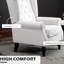 Fauteuil à boutons de couleur crème, pieds carrés, pour chaise de salon avec base blanche et base stable