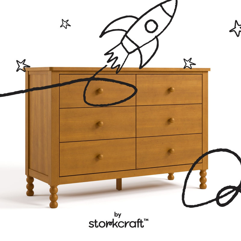 Rio 6 Drawer Dresser, Almond