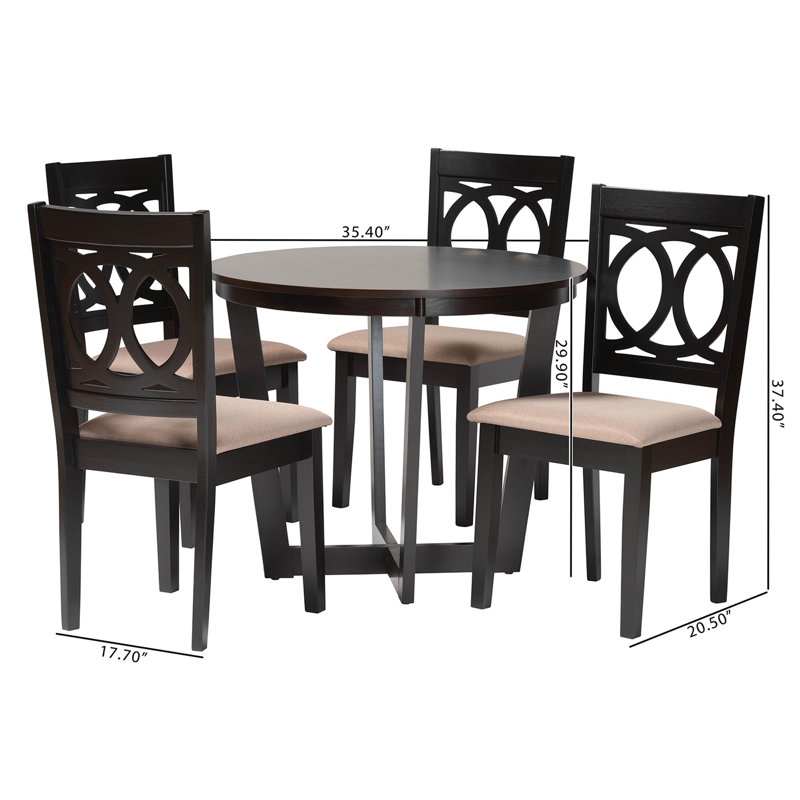Hershel Baxton Studio Kara Modern Sand Dark Brown Finished Wood 5-Piece Dining Set, Tan