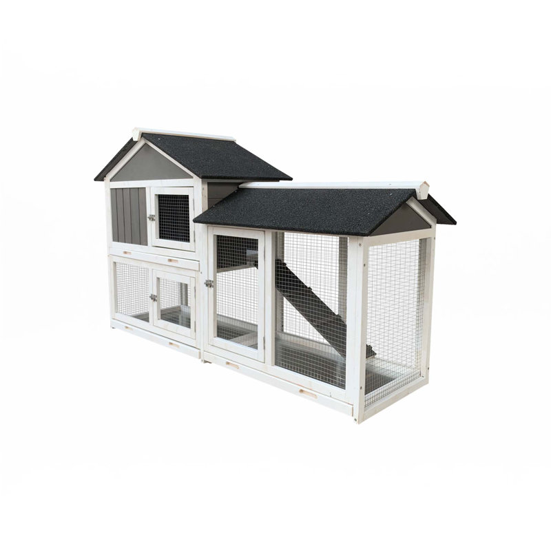Cage à lapins en bois pour l'extérieur avec cage de course amovible