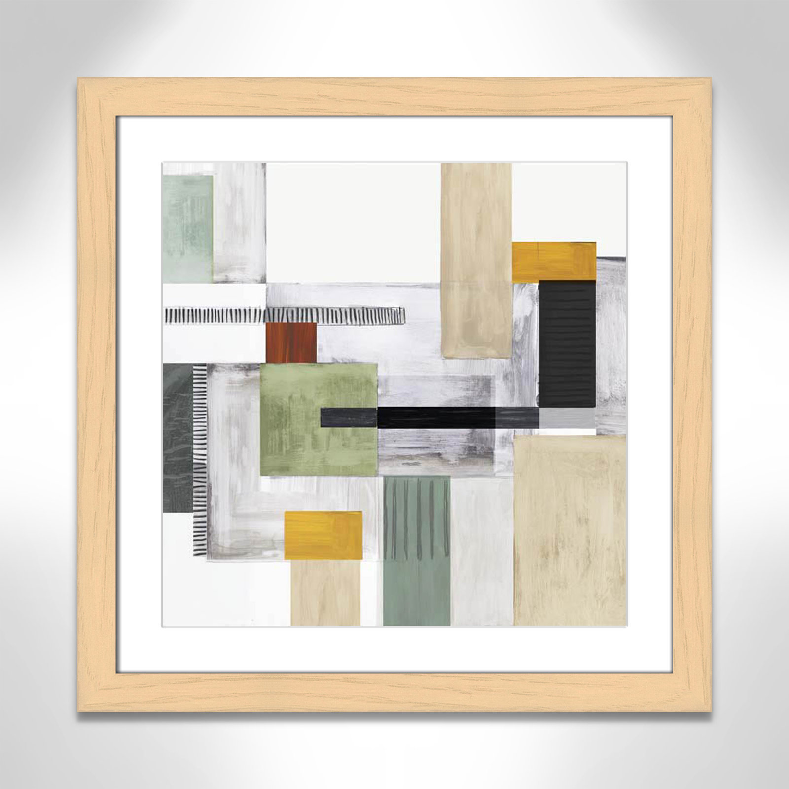 Playful Blocks Print, 25" H x 25" W x 1.25" D, Natural Cube Framed