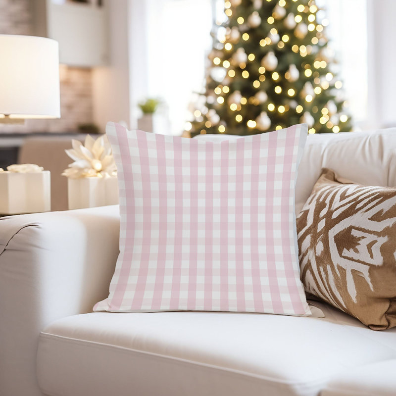 Abstract Light Pink Plaid Pattern Patterns Modern, 18" H x 18" W
