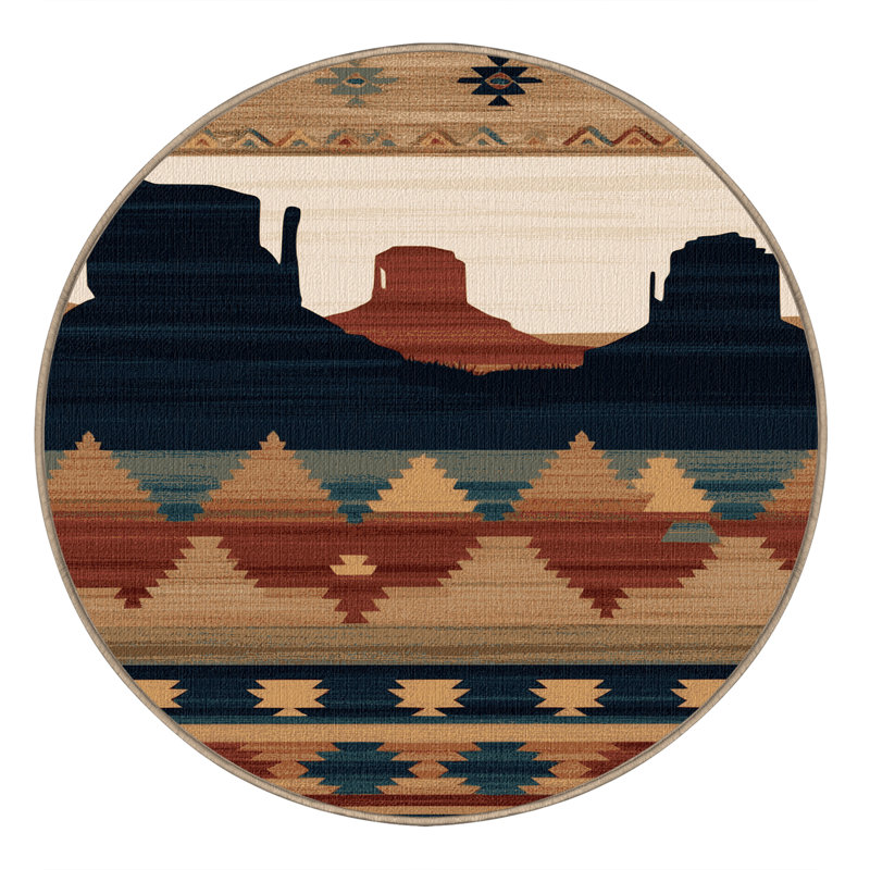  Tapis lavable Mesa and Butte Southwestern, Rond 4 pi