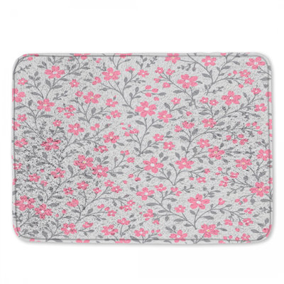 Pink Floral Pattern Bath Mat