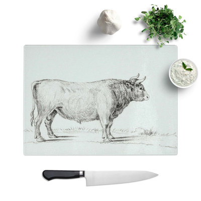 Tempered Glass Standing Bull by Jean Bernard Chopping Board