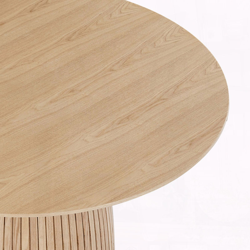 Table de salle à manger 47,24 "ronde en bois - Base en forme de T, Mid-Century moderne (chêne)