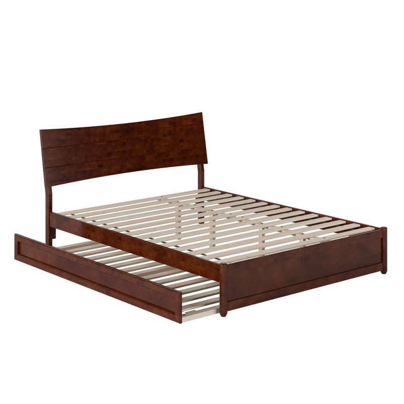 Harlowe Wood Platform Bed with Trundle, Walnut, Queen