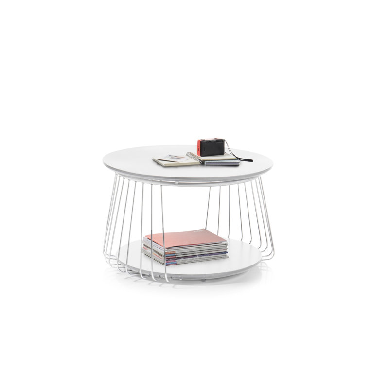 Aguilar Floor Shelf Coffee Table with Storage, White