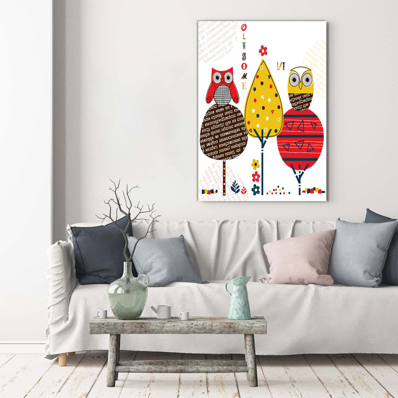 Owls On The Trees - Wrapped Canvas Print