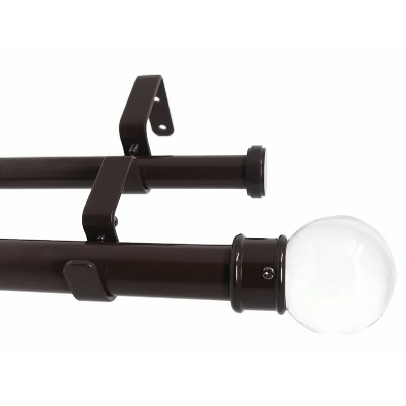 Tringle à rideaux double Coursey, Noir, H 1 po x l 120 po x P 1 po