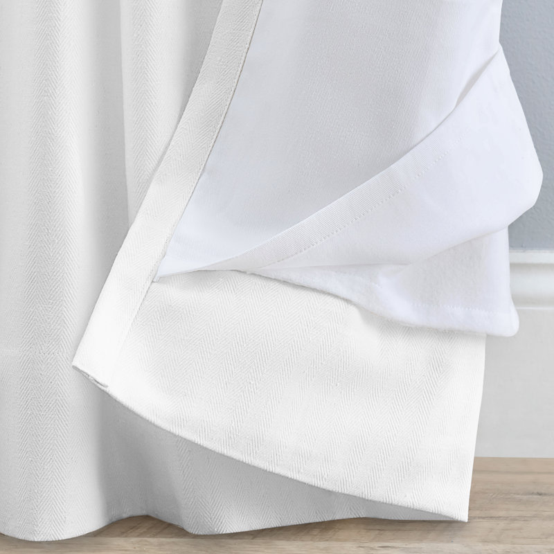 LeeRoy 100% Sustainable Cotton Blend Chevron Texture Room Darkening Thermal Triple-Lined Rod Pocket Panel, White