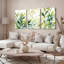 Ensemble de 3 tableaux sur toile à motif botanique de feuilles vertes pour la décoration du salon-423416931