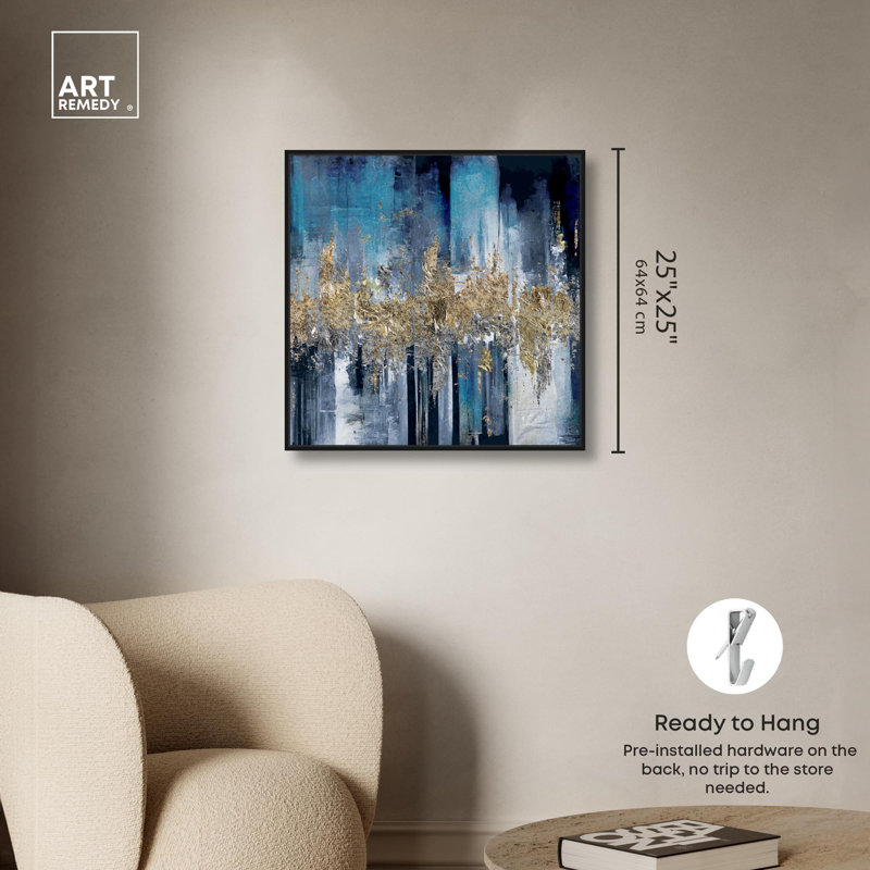 Relative Canvas Colorful Abstract Wall Art par Everly Quinn, Cadre noir, H 25 po x l 25 po