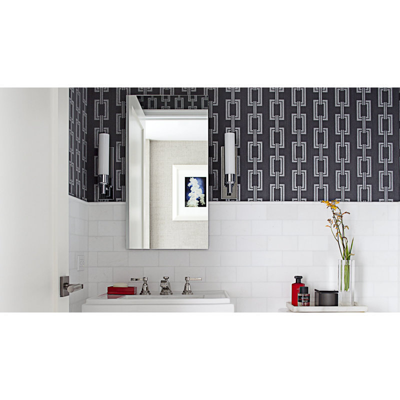 Pharmacie encastrable M Series avec 3 tablettes réglables et éclairage DEL, Gauche, 39,375 po x 23,25 po x 4 po, Argent