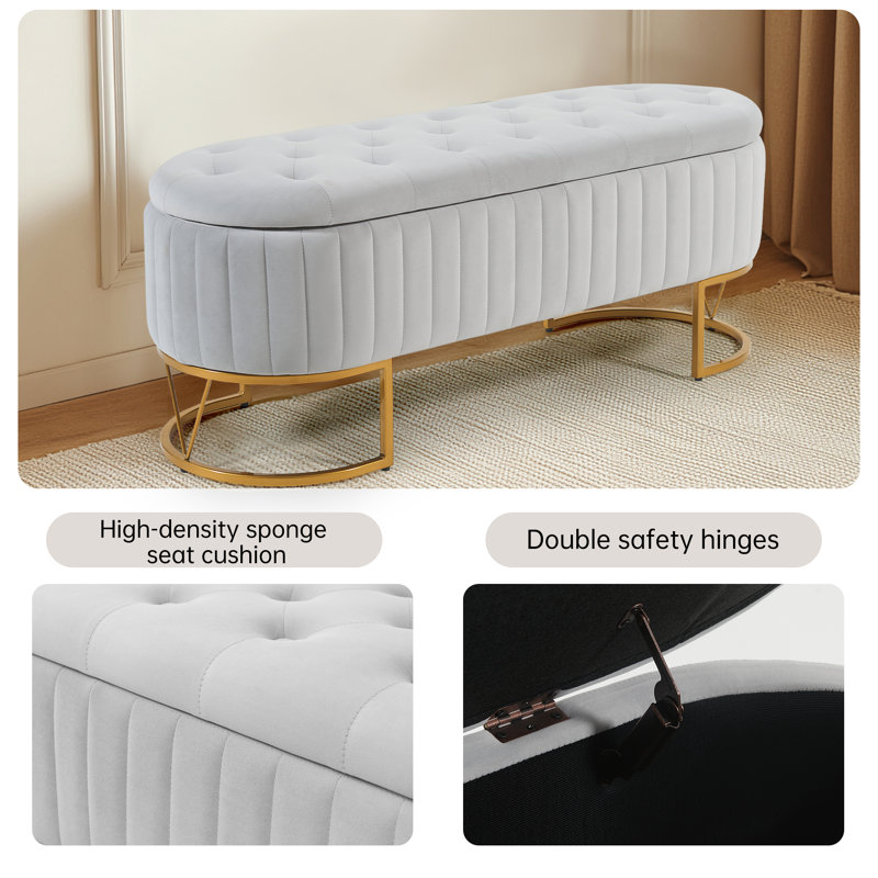 Banc de rangement rembourré Katashia, Gris
