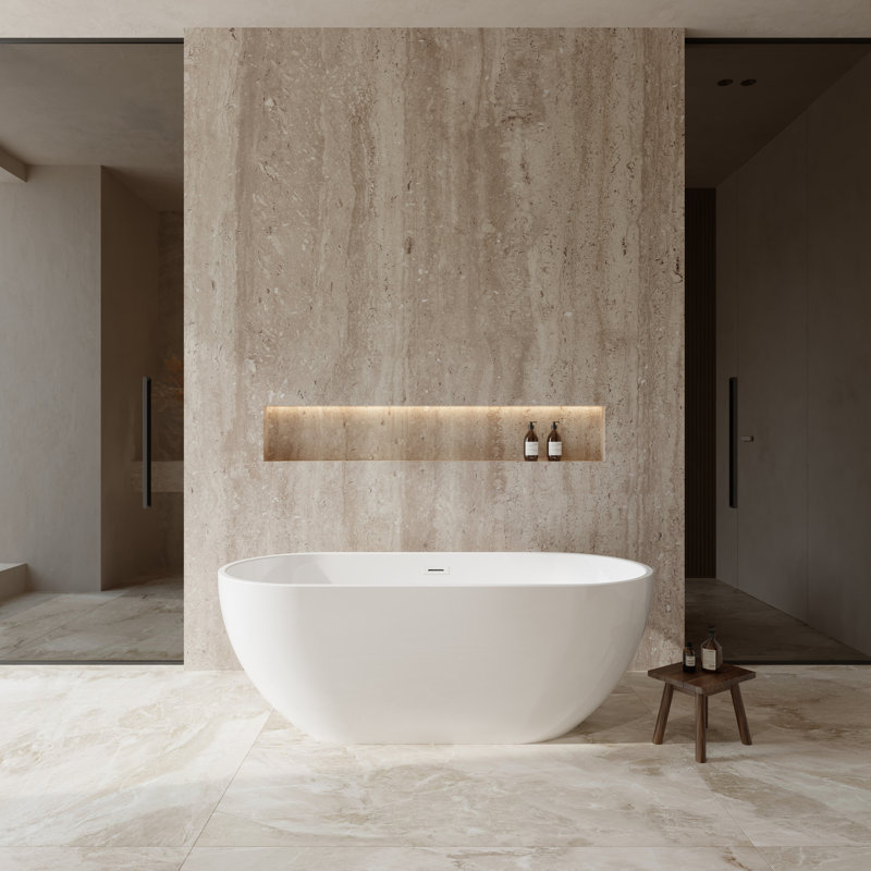 Brooklyn 67'' x 30'' Soaking Acrylic Bathtub, White/Shiny White