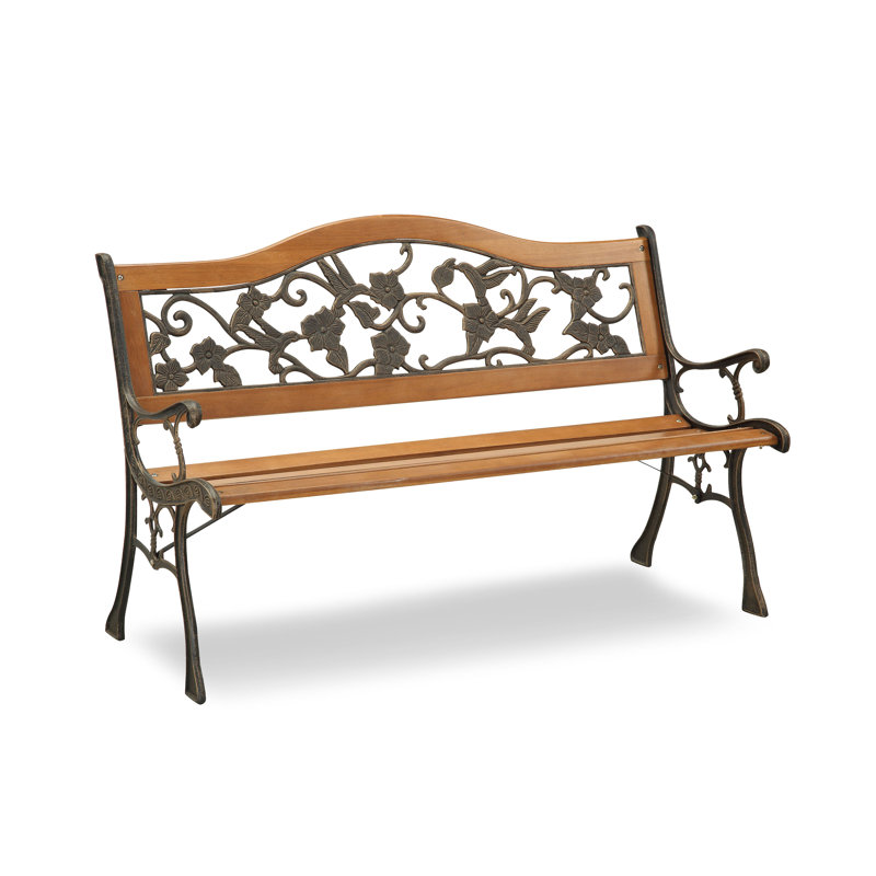Metal/Solid Wood Outdoor Bench
